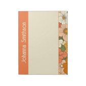 Retro Orange Groove Floral Large Notepad Notizblock (Rotiert)