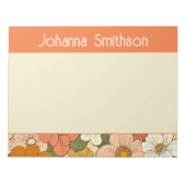 Retro Orange Groove Floral Large Notepad Notizblock (Vorderseite)