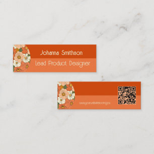 Retro Orange Groove Floral Mini Calling Card Telefonnummerkarte