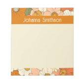 Retro Orange Groove Floral Notepad Notizblock (Vorderseite)