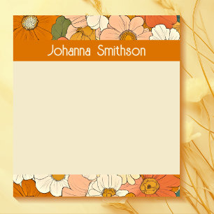 Retro Orange Groove Floral Notepad Notizblock