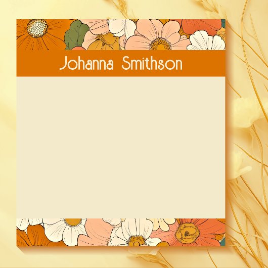 Retro Orange Groove Floral Notepad Notizblock