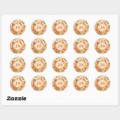Retro Orange Groove Floral Round Sticker (Blatt)