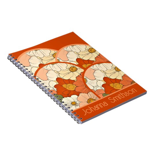 Retro Orange Groove Floral Spiral Notebook Notizblock (Rechte Seite)