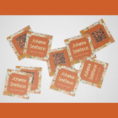 Retro Orange Groove Floral Square Calling Card Telefonnummerkarte