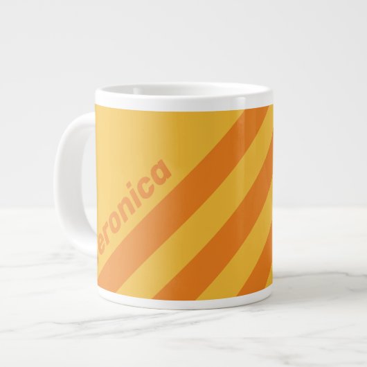 Retro Orange Groove Three Stripes with Name Jumbo-Tasse (Vorderseite Links)