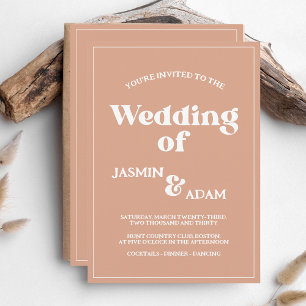 Retro Orange Groovy 70er Inspiriert Hochzeit Einladung