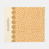 Retro Orange Groovy Blumen-Fleece-Decke Fleecedecke (Vorderseite (Horizontal))