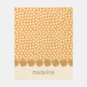 Retro Orange Groovy Fleoral Blanket Fleecedecke (Vorderseite)