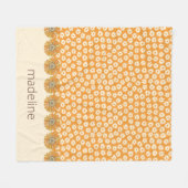 Retro Orange Groovy Fleoral Blanket Fleecedecke (Vorderseite (Horizontal))