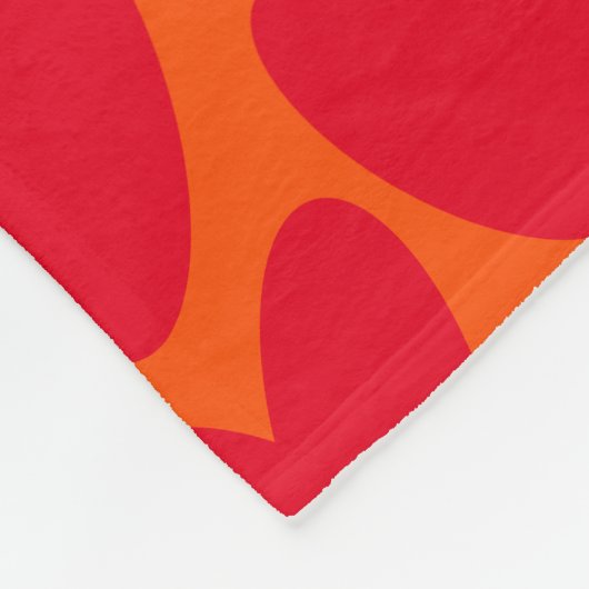 Retro Orange Groovy Red Hearts Name über Monogramm Fleecedecke (Ecke)