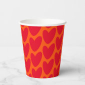 Retro Orange Groovy Red Hearts Name über Monogramm Pappbecher (Rückseite)