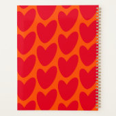 Retro Orange Groovy Red Hearts Name über Monogramm Planer (Rückseite)