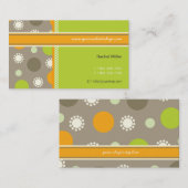 Retro orange Grün punktiert Visitenkarte (Vorne/Hinten)