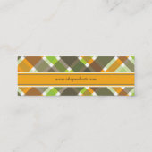 Retro orange grüner Chic-karierte Mini Visitenkarte (Rückseite)