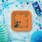 Retro Orange Halloween  Pappteller (Party)