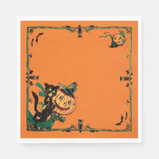 Retro Orange Halloween Serviette (Vorderseite)