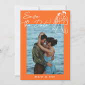 Retro Orange Hand Drawn Summer Wedding Photo Save The Date (Vorderseite)