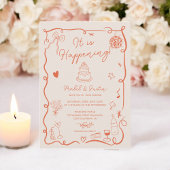 Retro Orange handgezeichnete illustrierte Foto Hoc Einladung