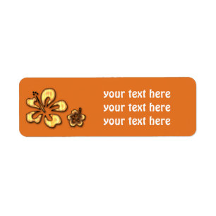 Retro orange Holzhawaii Hibiskus Blumen Adressetik