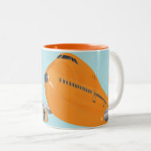 Retro Orange Jumbo Airliner Tasse (VorderseiteRechts)