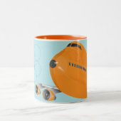 Retro Orange Jumbo Airliner Tasse (Mittel)