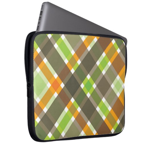 Retro Orange Karierte Karo Muster Laptop-Sieb Laptopschutzhülle (Vorne Rechts)