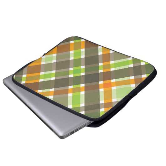 Retro Orange Karierte Karo Muster Laptop-Sieb Laptopschutzhülle (Vorne Knopf)