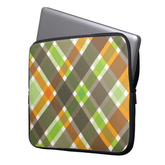 Retro Orange Karierte Karo Muster Laptop-Sieb Laptopschutzhülle (Vorderseite Links)