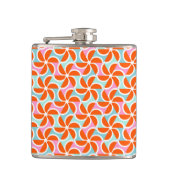 Retro orange Keil-Muster Flachmann (Vorderseite)