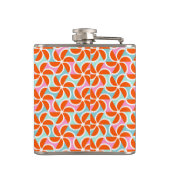 Retro orange Keil-Muster Flachmann (Rückseite)