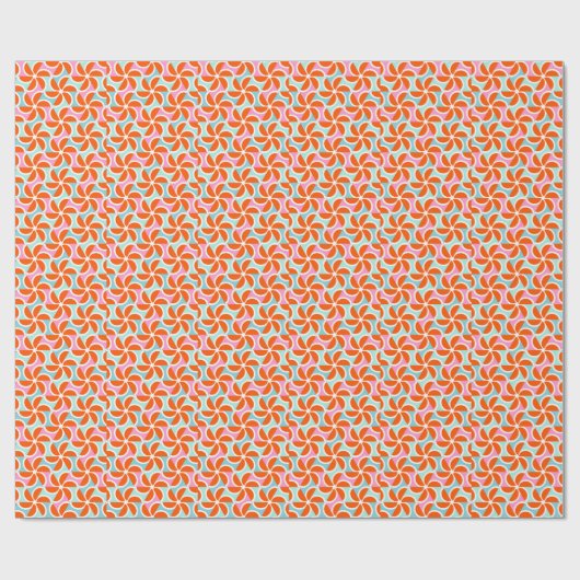 Retro orange Keil-Muster Geschenkpapier (Flach)