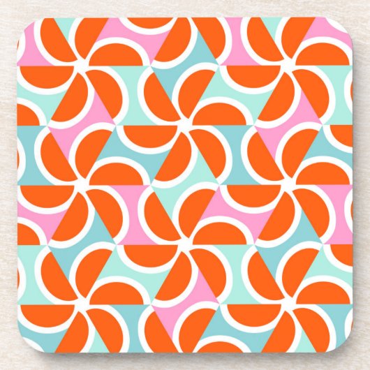 Retro orange Keil-Muster Getränkeuntersetzer (Vorderseite)