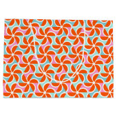 Retro orange Keil-Muster Große Geschenktüte (Rückseite)