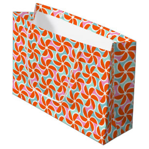 Retro orange Keil-Muster Große Geschenktüte