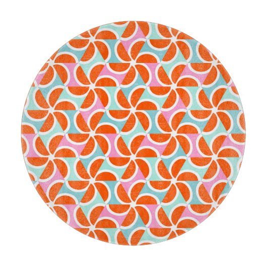 Retro orange Keil-Muster Schneidebrett (Vorderseite)