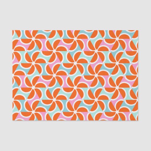 Retro orange Keil-Muster Seidenpapier (Vorderseite)