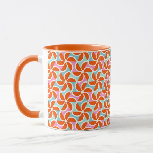 Retro orange Keil-Muster Tasse (Links)