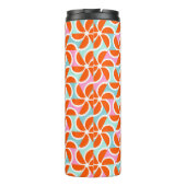 Retro orange Keil-Muster Thermosbecher (Rückseite)