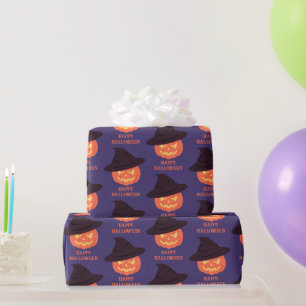 Retro Orange Kürbis Frohes Halloween  Geschenkpapier