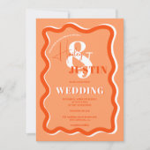 Retro-Orange-Kurve quiggle gewelltes Foto Einladung (Vorderseite)