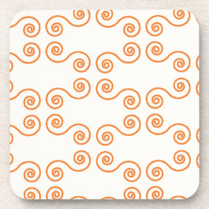 Retro Orange Kurvenmuster Getränkeuntersetzer