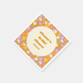 Retro Orange Lila Floral Custom Brautparty Serviette (Ecke)