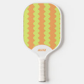 Retro Orange Lime Green 70er Stripes 90s Squiggles Pickleball Schläger (Vorderseite)