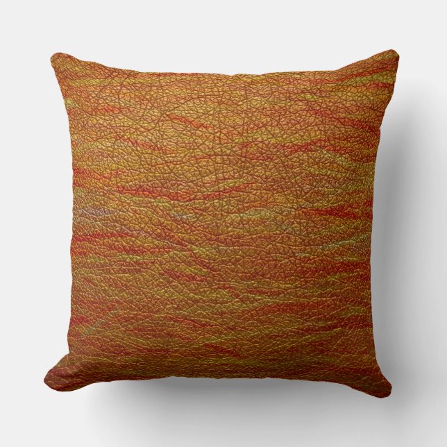 Retro Orange Look Leather Kissen (Vorderseite)