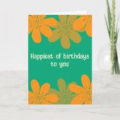 Retro Orange Maximalistische Blume Karte (Vorderseite)