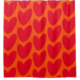 Retro Orange mit Groovy Red Hearts Duschvorhang
