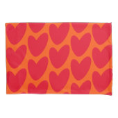 Retro Orange mit Groovy Red Hearts Kissenbezug (Vorderseite-Links)