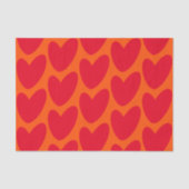Retro Orange mit Groovy Red Hearts Seidenpapier (Vorderseite)