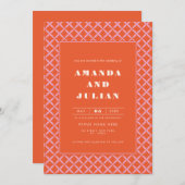 Retro Orange Mitte Jahrhundert Moderne Alles in ei Einladung (Vorne/Hinten)